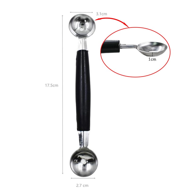 CaoXiong 2 Pack Double Ended Headed Fruit Icecream Ball Spoon,Stainless Steel Melon Baller,Smooth Round Melon Balls Melon Scoop for Watermelon/Ice Cream/Fruits/Sorbet/Meatball - Image 4